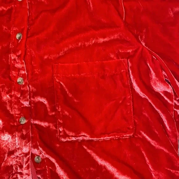 Anthropologie Top | Anthropologie Pilcro Velvet Button down top | red - Picture 2 of 6
